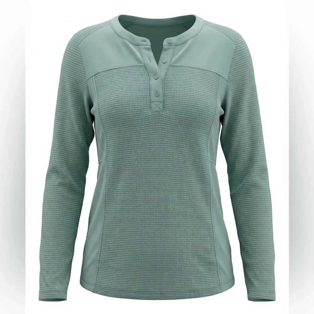 SOFT SURROUNDINGS WOMENS HENLY STYLE BLOUSE TURQUOISE SIZE XS